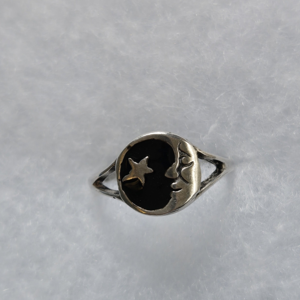 Silver Moon and Star Ring